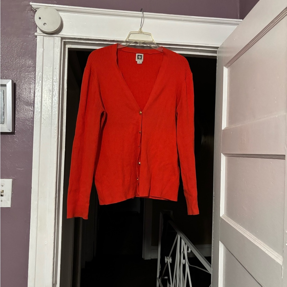 Women's Orange Button-Up Cardigan Sweater
